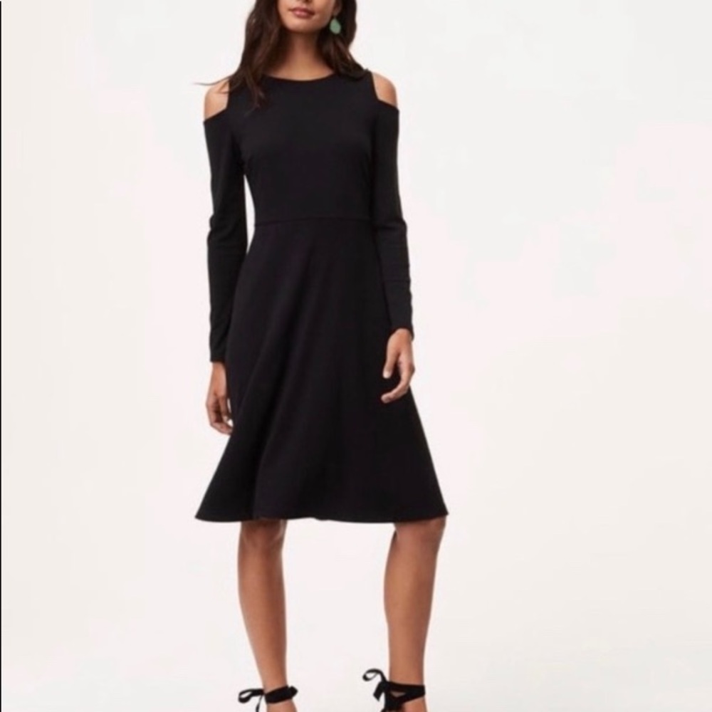 Loft black cold shoulder dress